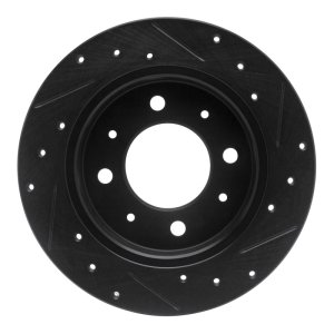 Kia Spectra Brake Rotor (1) - Rear Left - R1 Concepts - Drilled & Slotted - Black - `04-`09